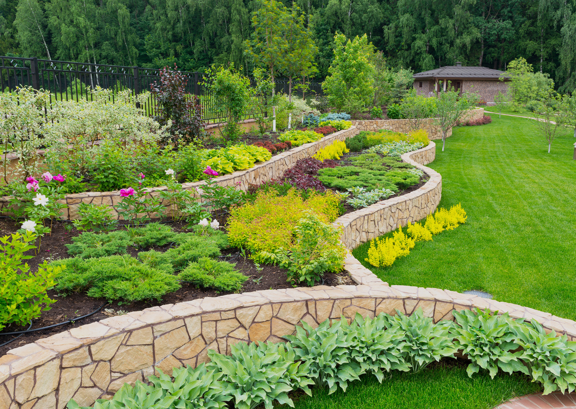 Garden with Walled Dividers