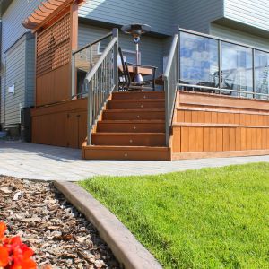 Backyard deck and sod installation