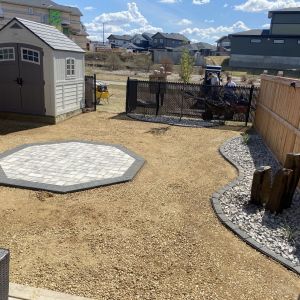 Backyard landscaping with patio